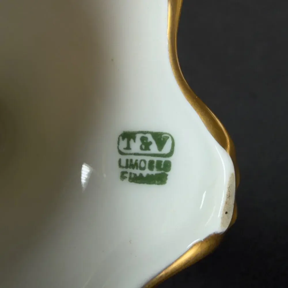 6x T&V Limoges France White Porcelain Compote Footed Bowl SIGNED BOHL gold trim